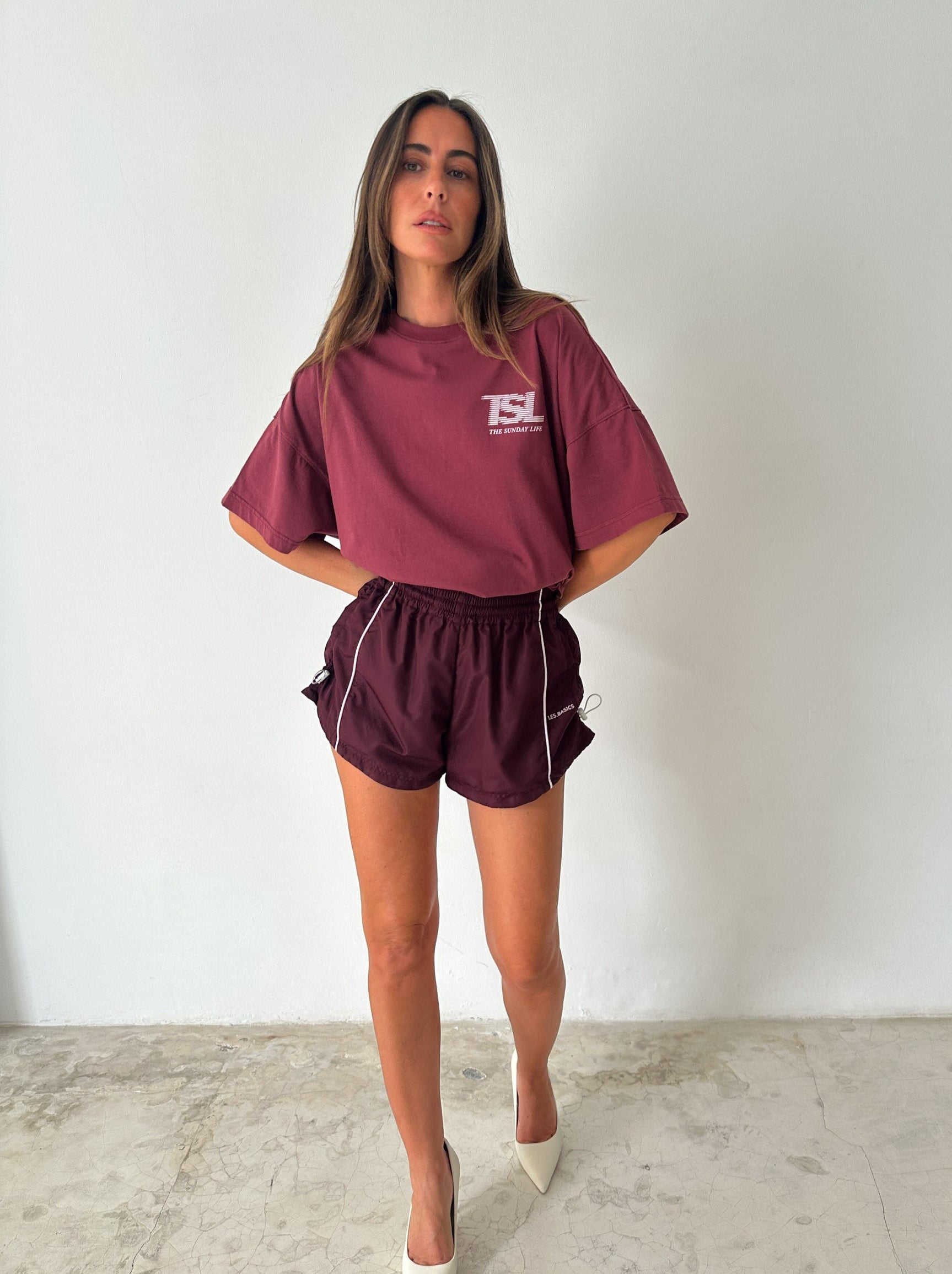SPORTS SHORTS in BURGUNDY