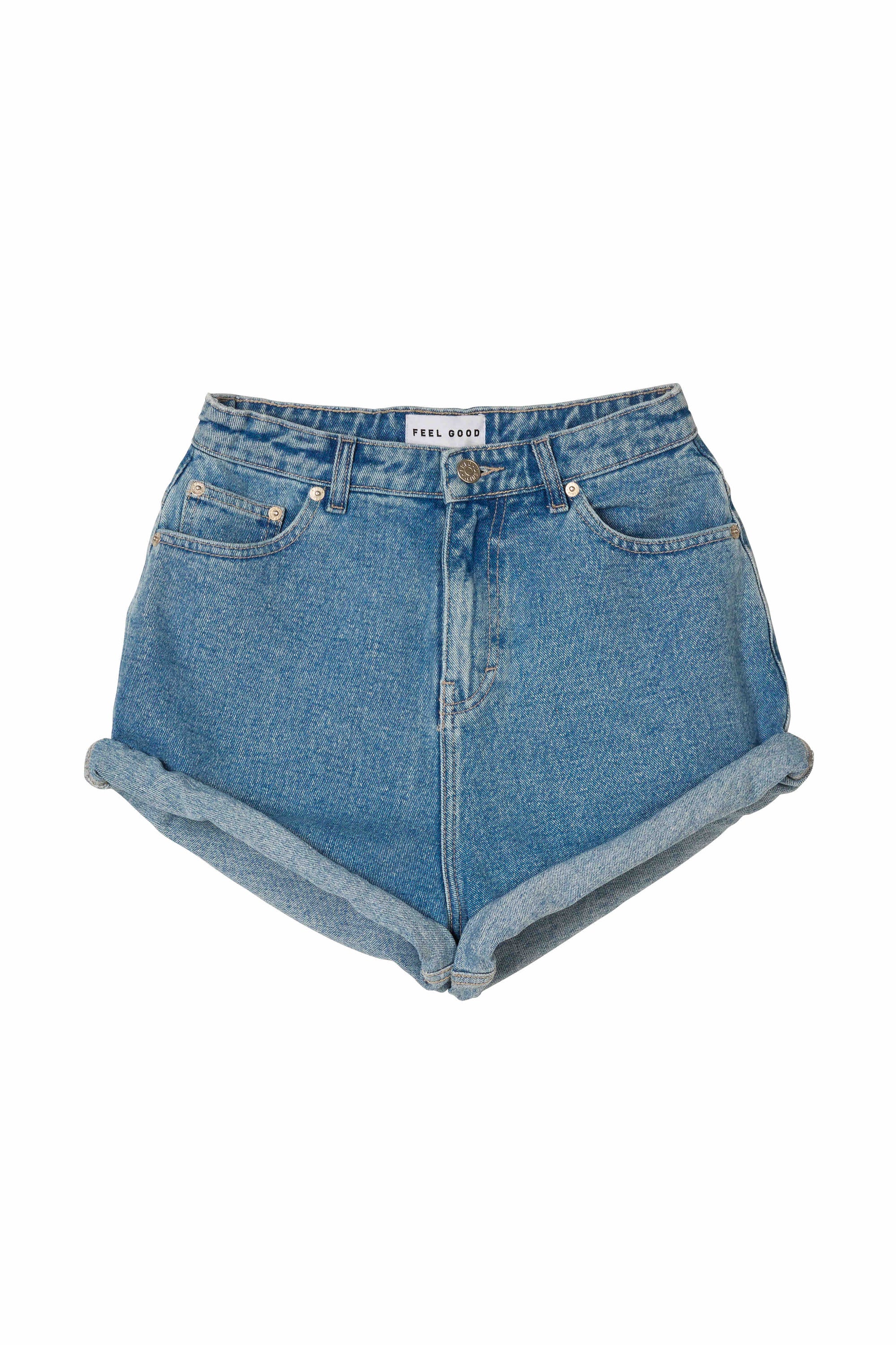 STOCK IN CANADA-ROLL UP SHORTS in MEDIUM BLUE