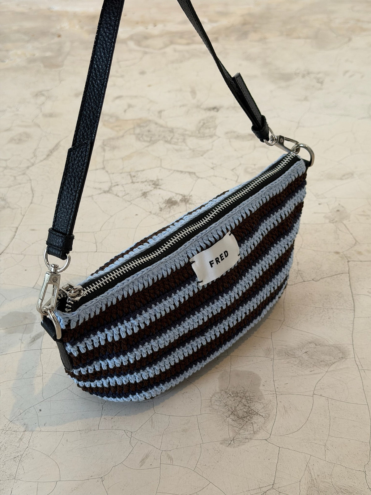 CROCHET BAG in STRIPED BLUE