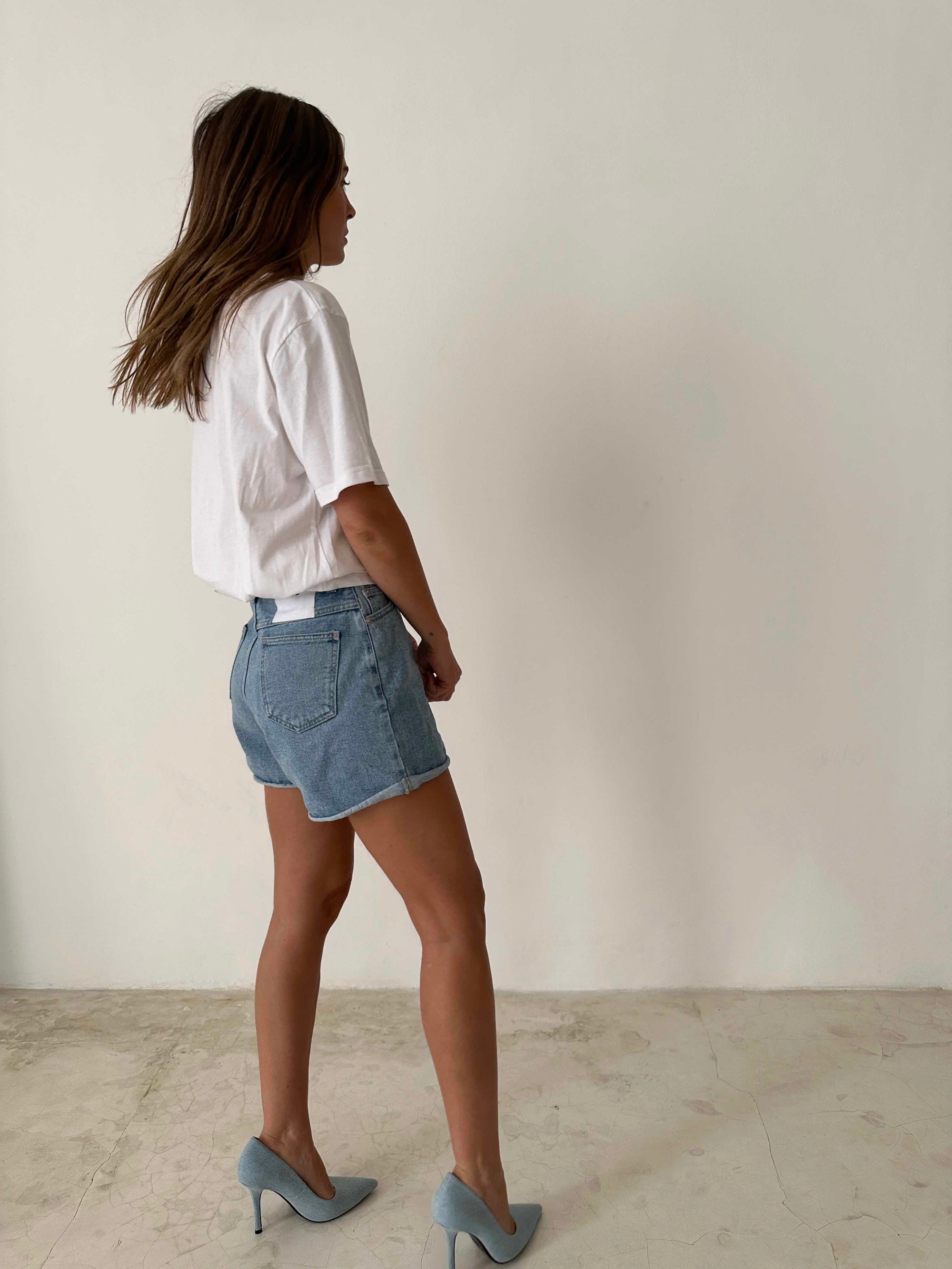 STOCK IN CANADA-ROLL UP SHORTS in MEDIUM BLUE