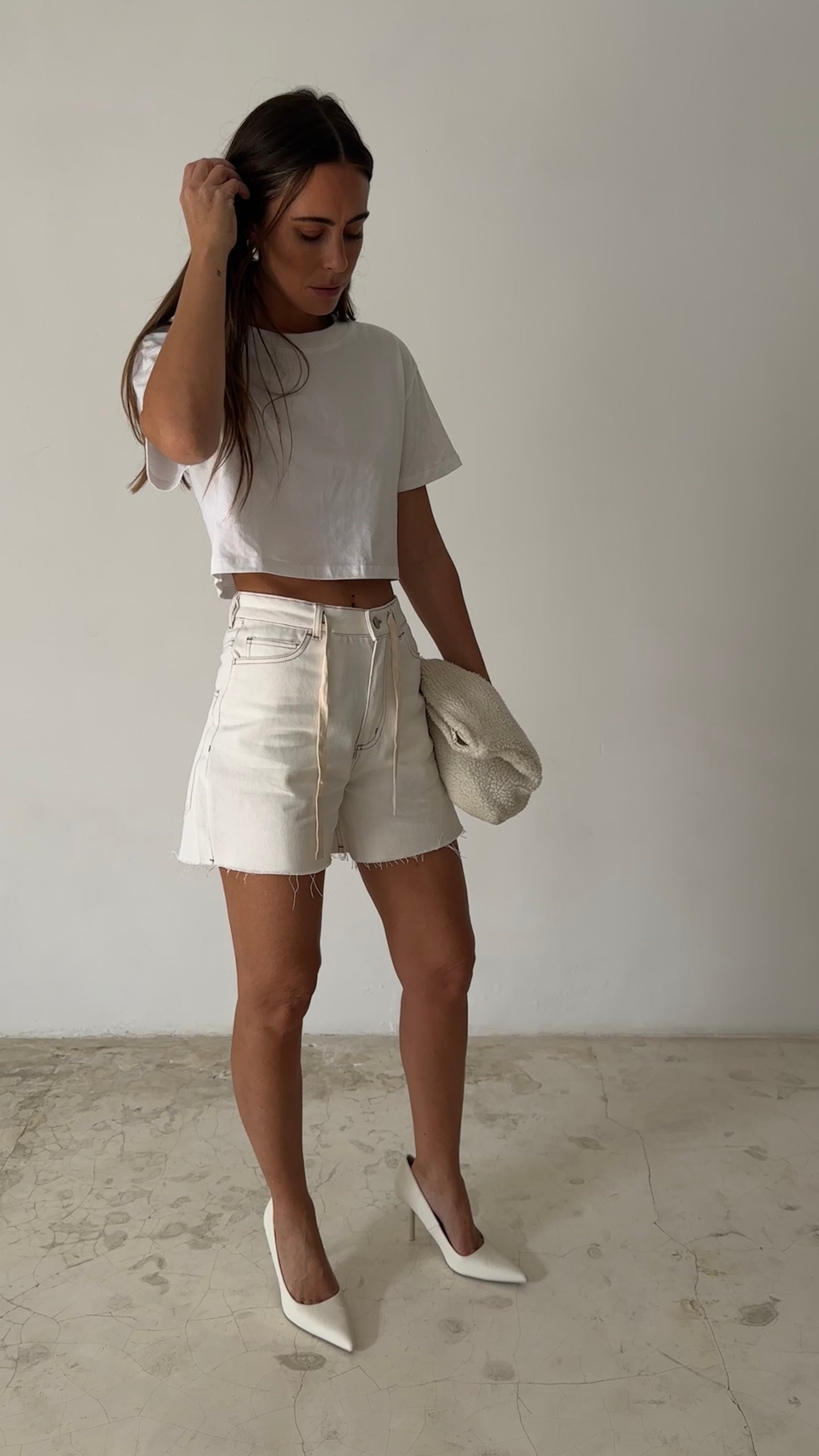 WIDE LEG SHORTS in OFFWHITE