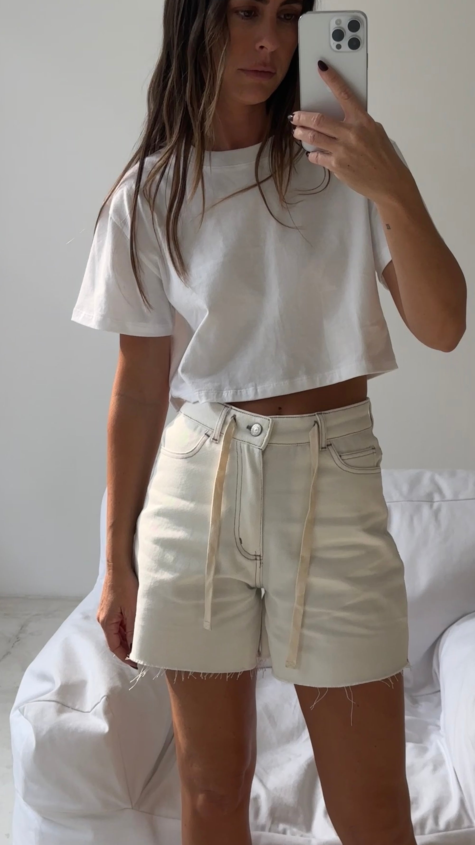 WIDE LEG SHORTS in OFFWHITE