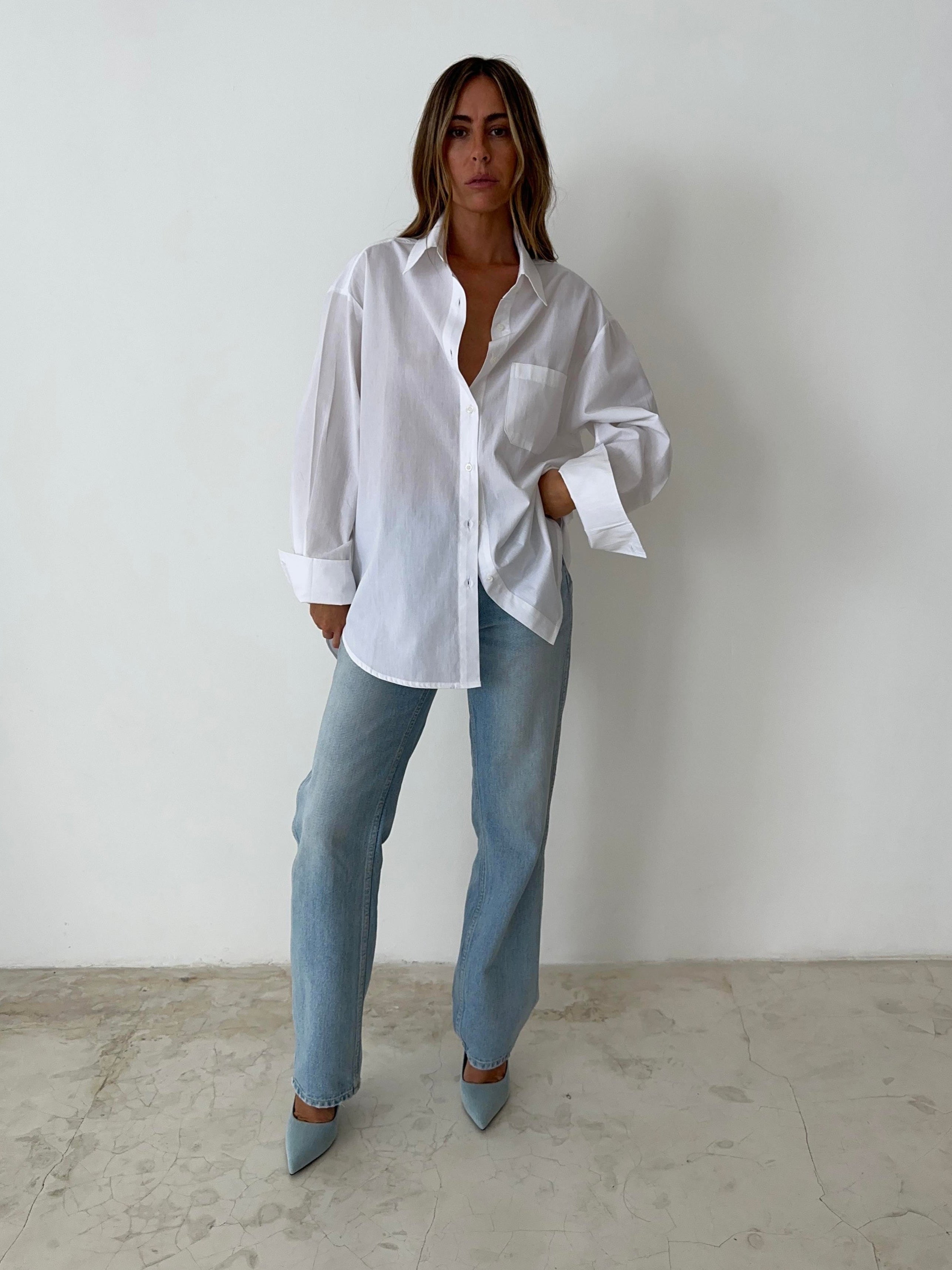 トップス Les Six Oversize Cotton Dress Shirt OVERSIZED SHIRT in WHITE – Les.Basics