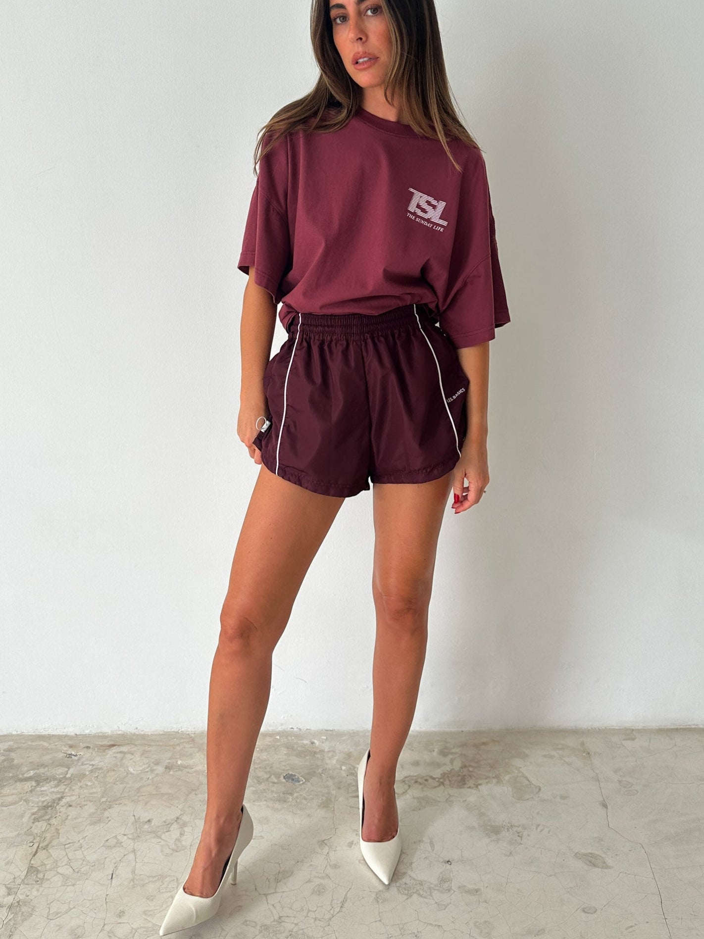 SPORTS SHORTS in BURGUNDY