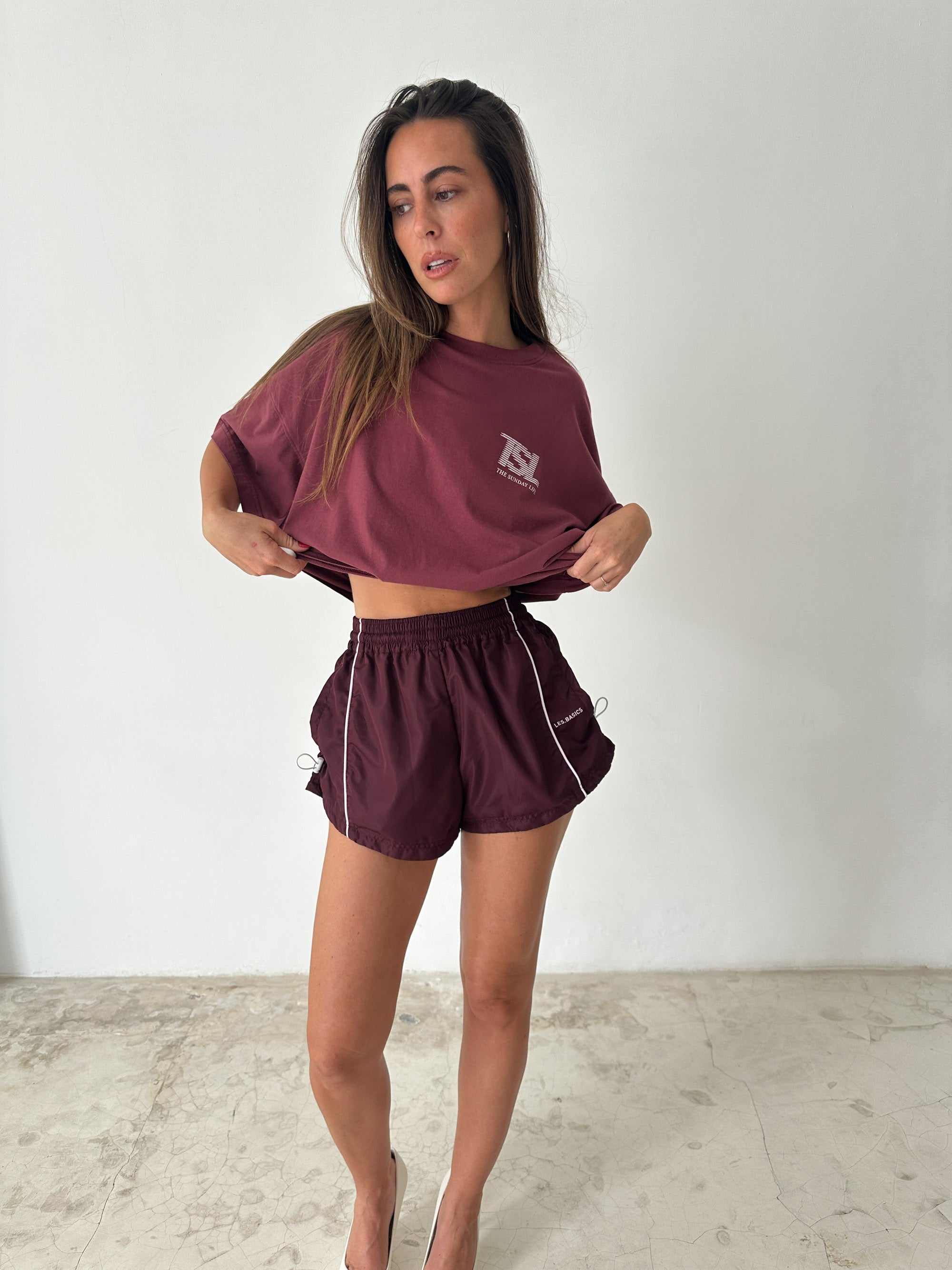 SPORTS SHORTS in BURGUNDY
