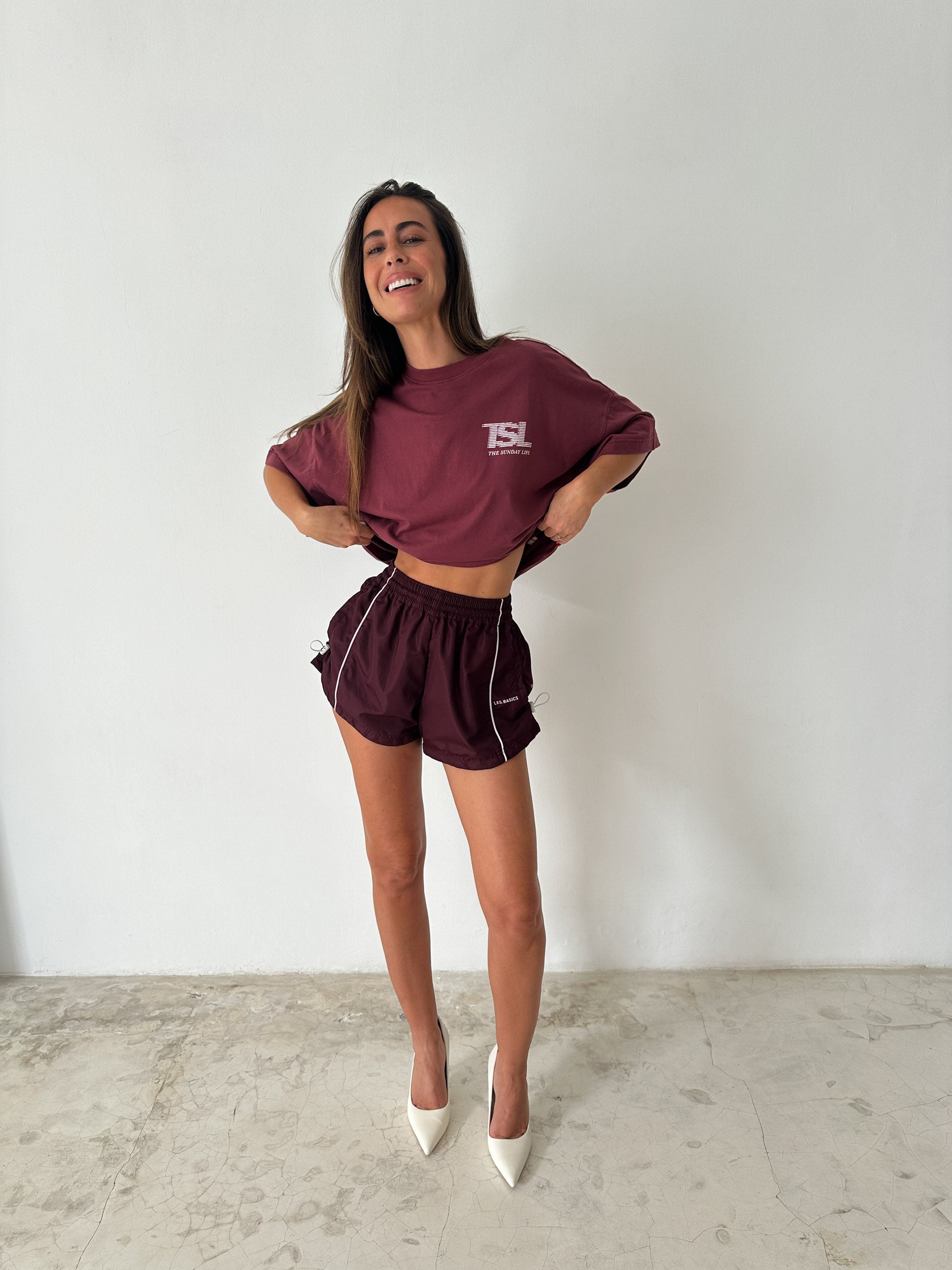 SPORTS SHORTS in BURGUNDY