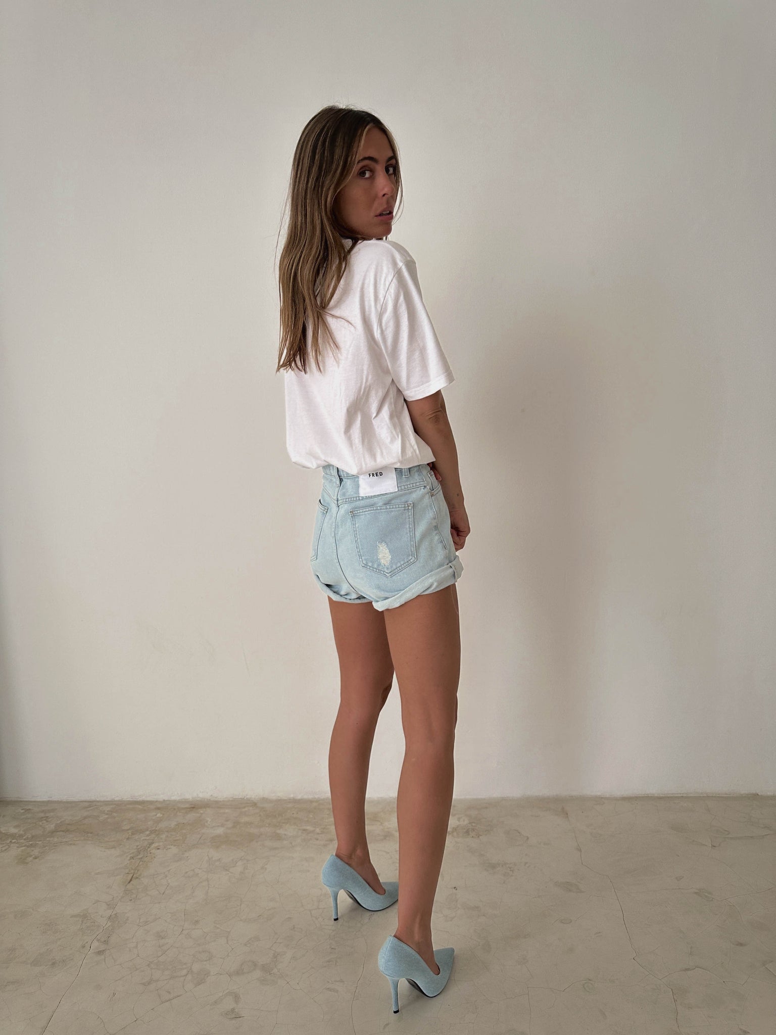 STOCK IN CANADA-ROLL UP SHORTS in BLUE