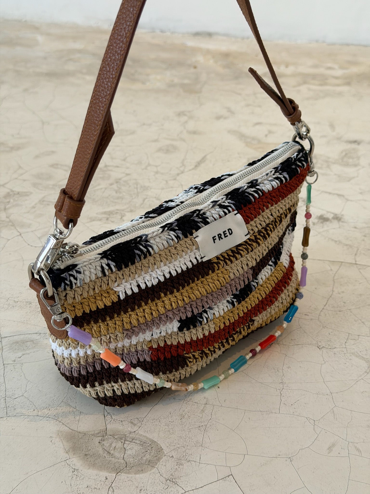 CROCHET BAG in MIXED BROWN