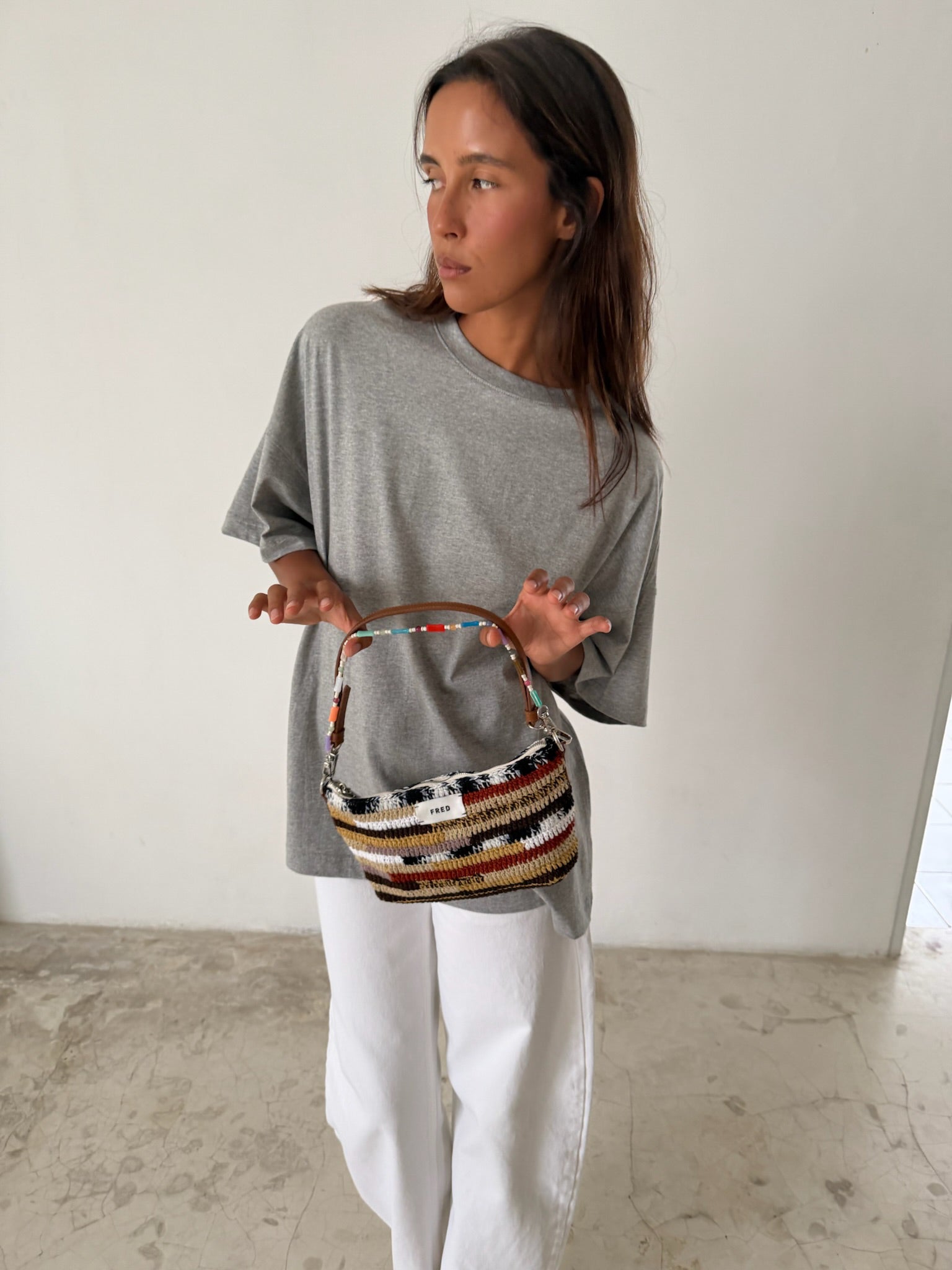 CROCHET BAG in MIXED BROWN