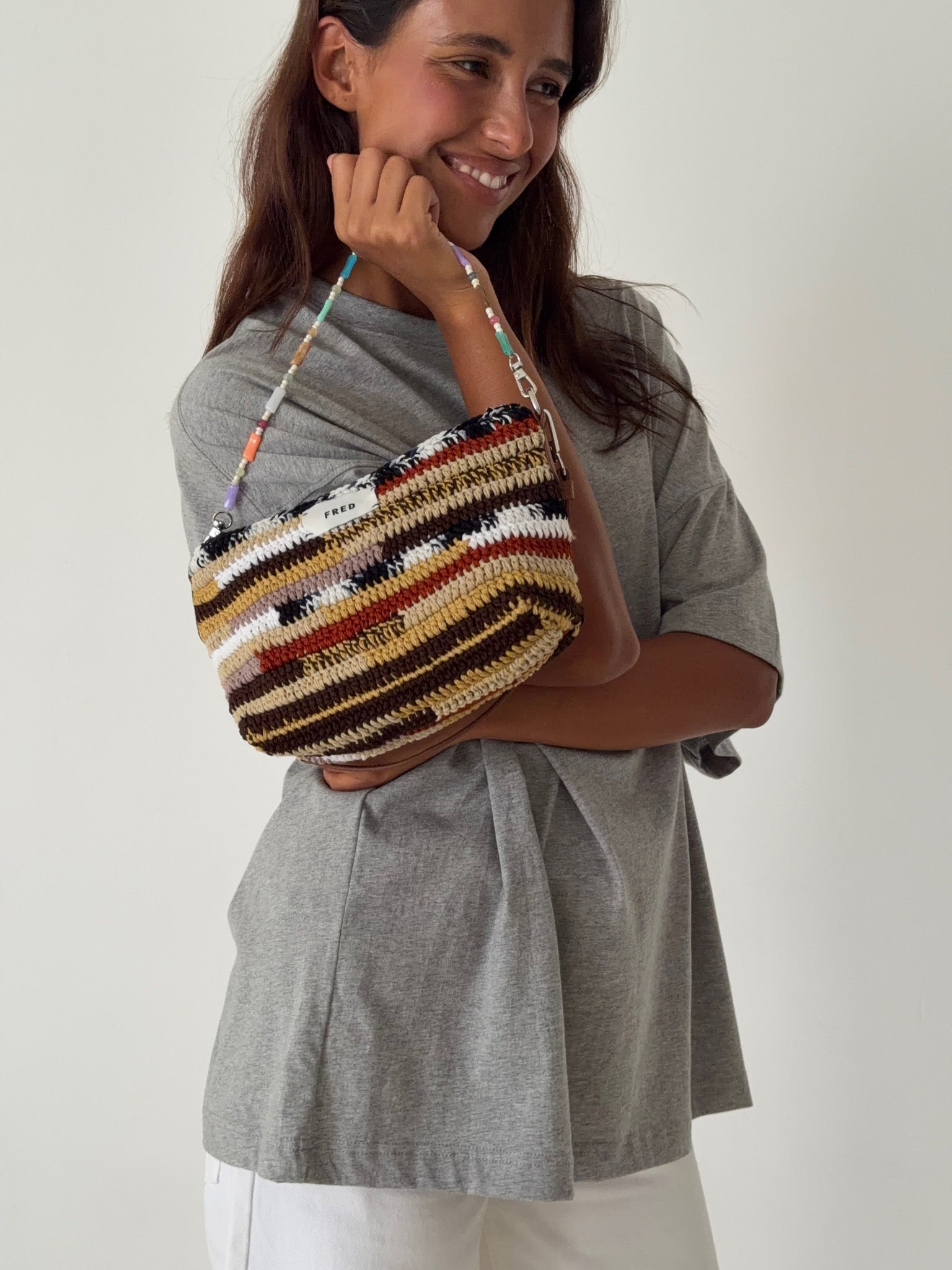 CROCHET BAG in MIXED BROWN