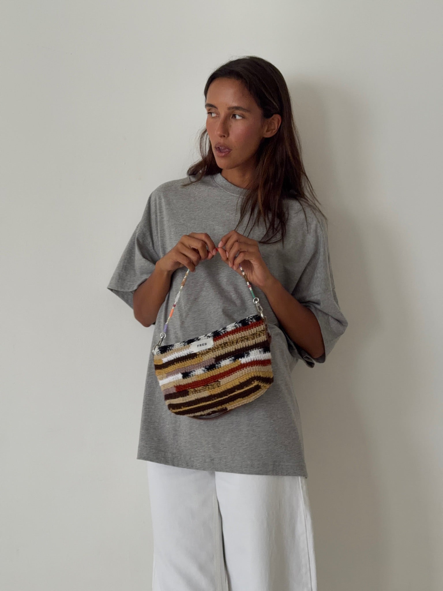 CROCHET BAG in MIXED BROWN