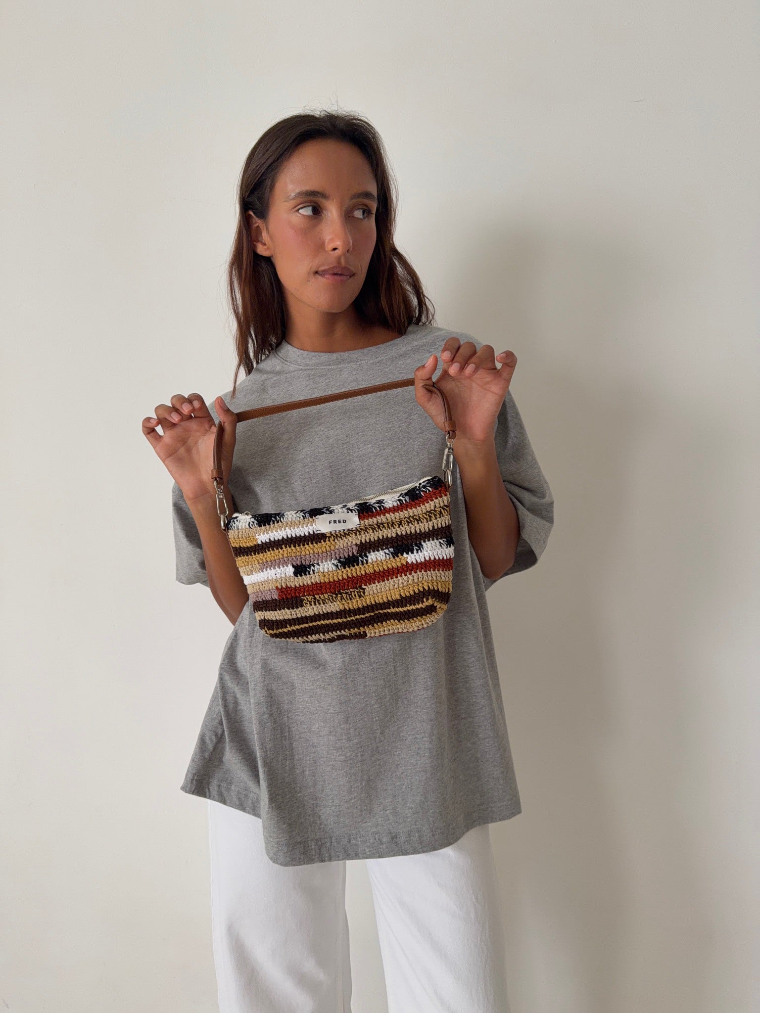 CROCHET BAG in MIXED BROWN
