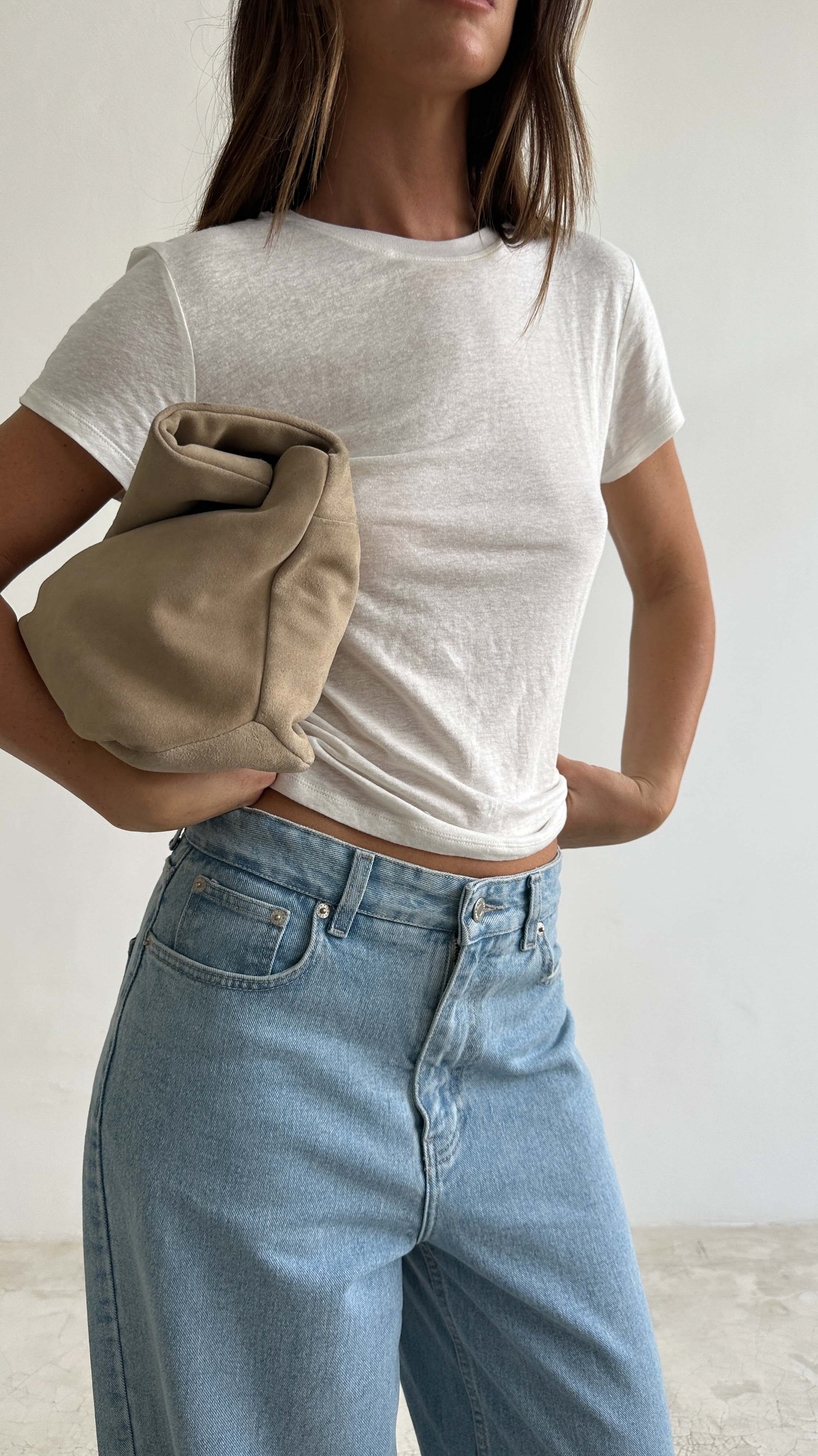 SUEDE CLUTCH in SAND