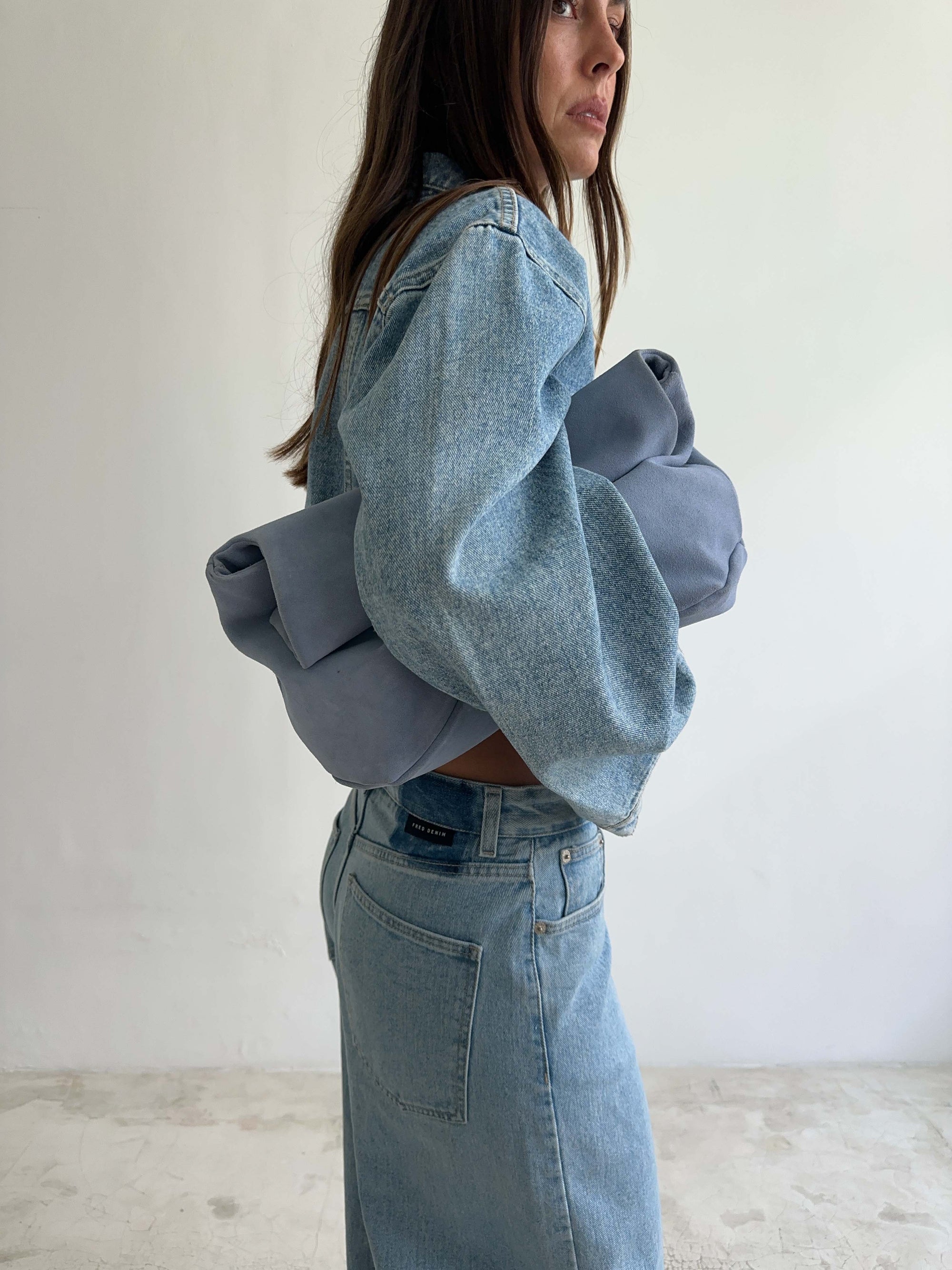 SUEDE CLUTCH in DENIM