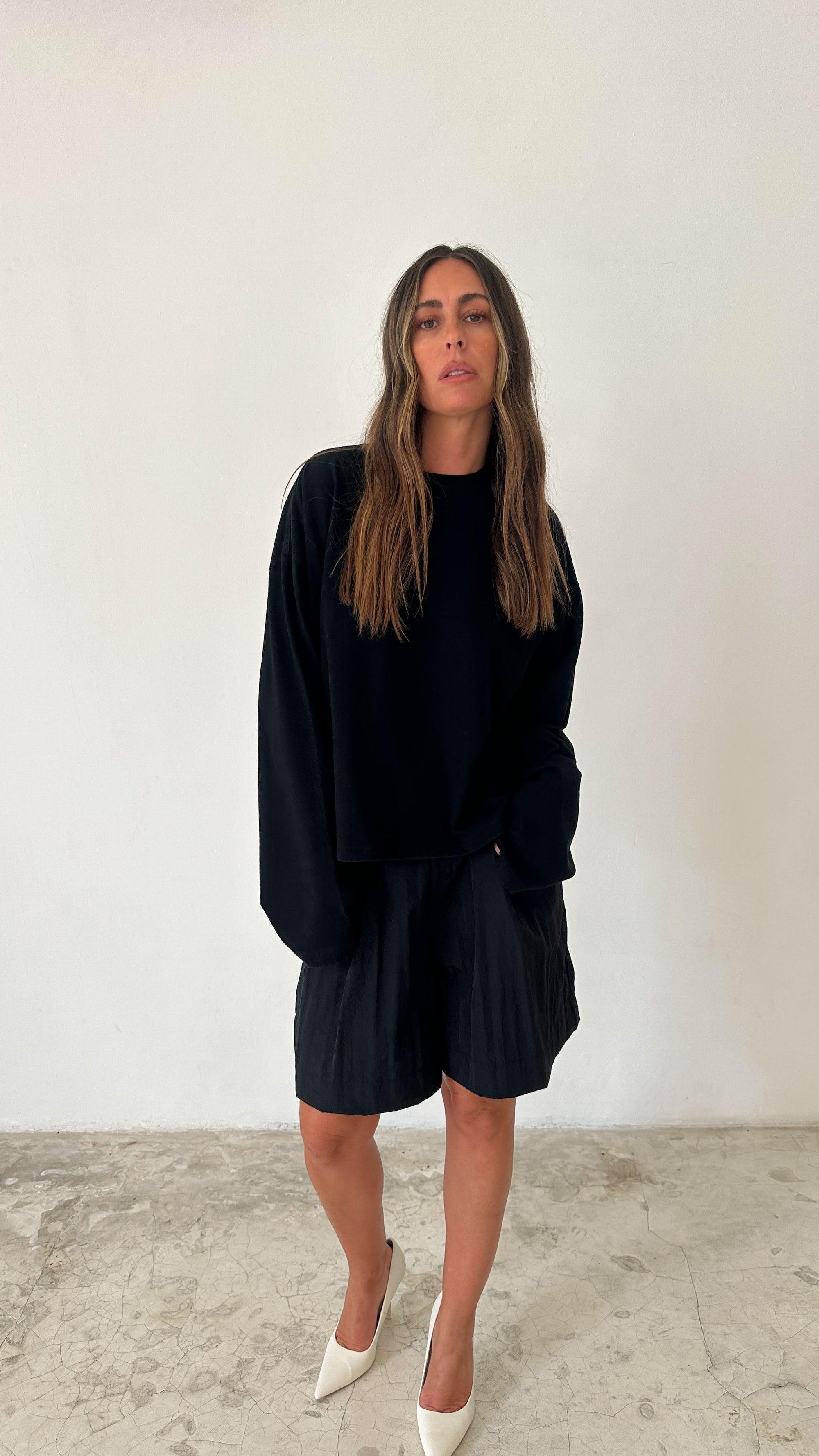 SPORTS LONG SLEEVE TEE in BLACK
