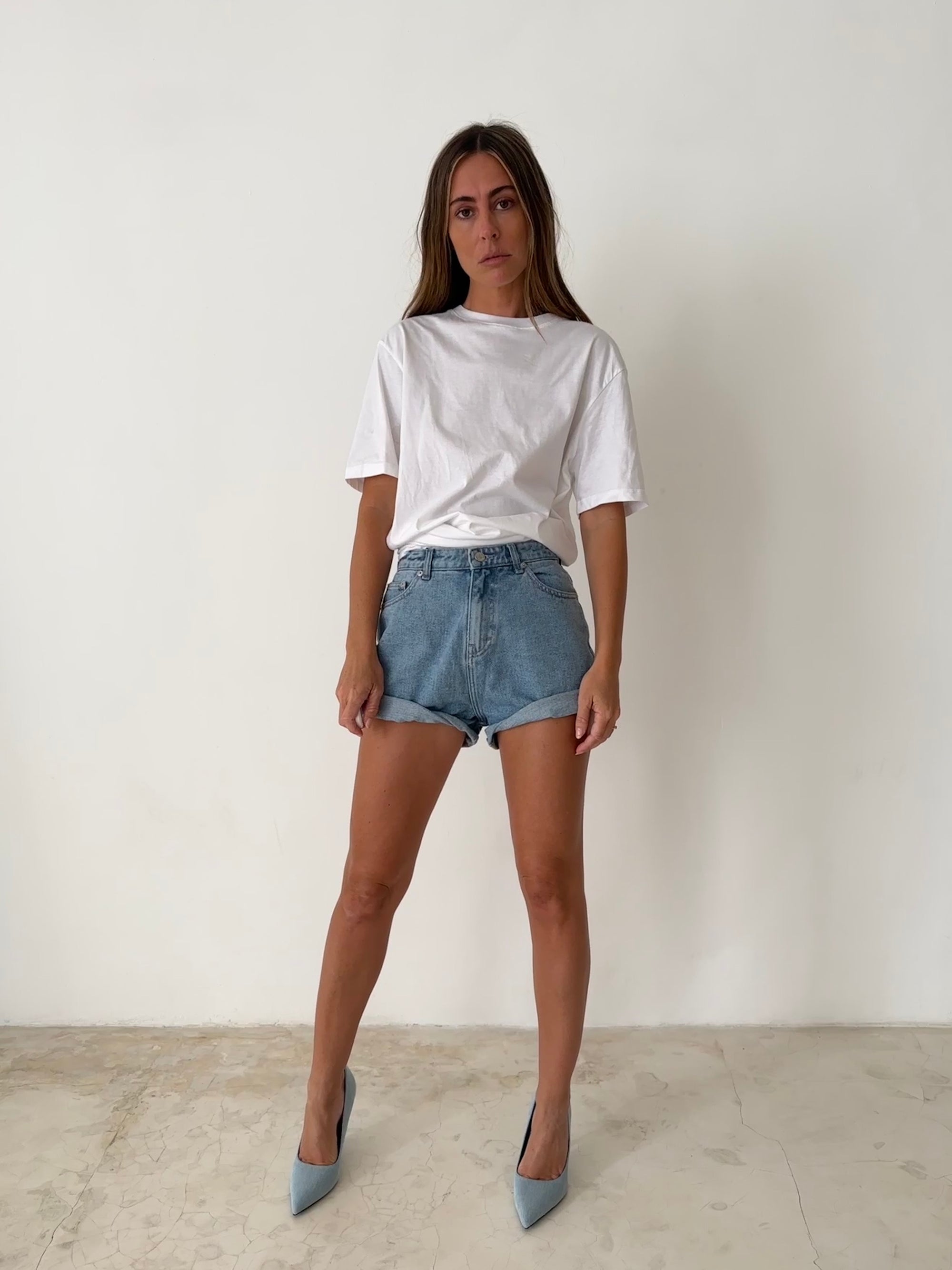 ROLL UP SHORTS in MEDIUM BLUE